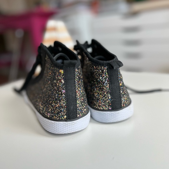 EUC Cat and Jack glitter high tops sz 5 black laces multi-colored glitter TARGET - Picture 2 of 15